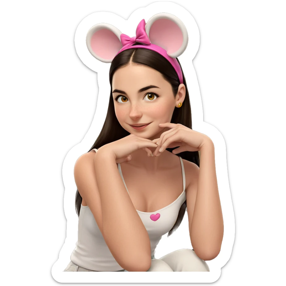mouse eared girl with smile sticker