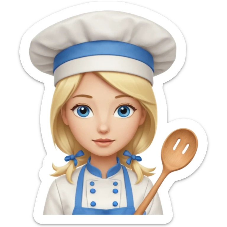 Sexy Long Blonde hair blue eyed female chef sticker