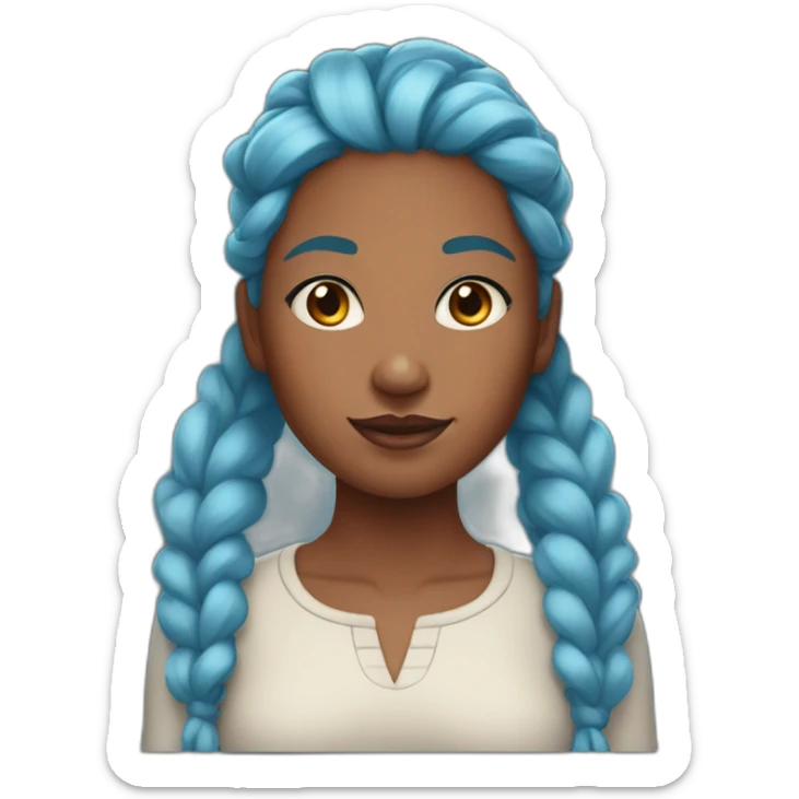 Brown skinned woman with light blue eyes and fantasy red hair with two pigtails of hair sticker