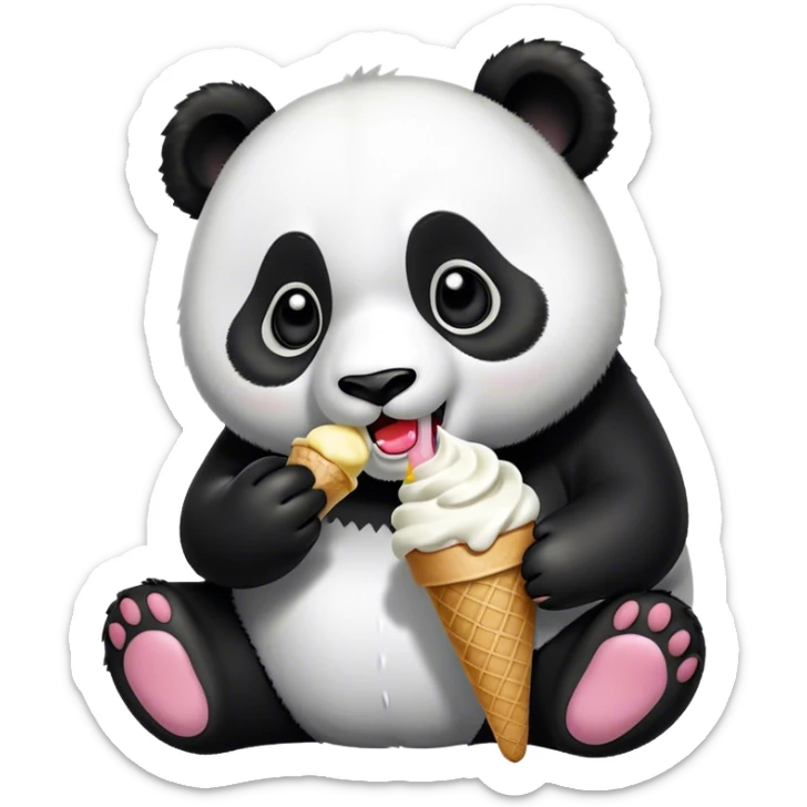 Panda eating ice cream sticker