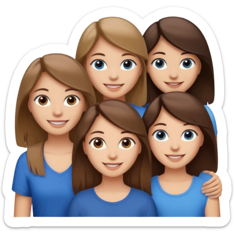 three girl friends; one who is white, has brown hair and brown eyes; one who is dirty blonde with blue eyes; one who is tan with dark brown hair and dark brown eyes sticker