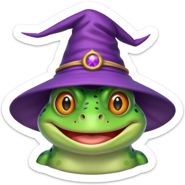 frog wear purple wicth hat sticker