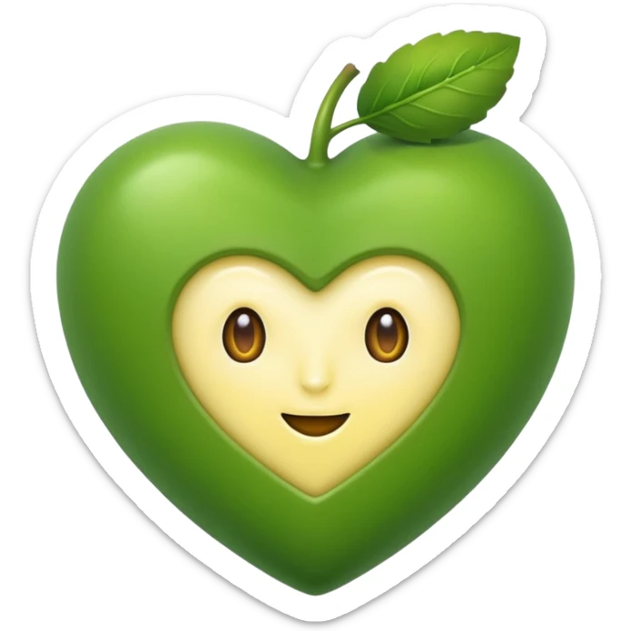 Eine grüne Birne in Herz Form auf der ein Stück Butter schmilzt mit Augen  sticker