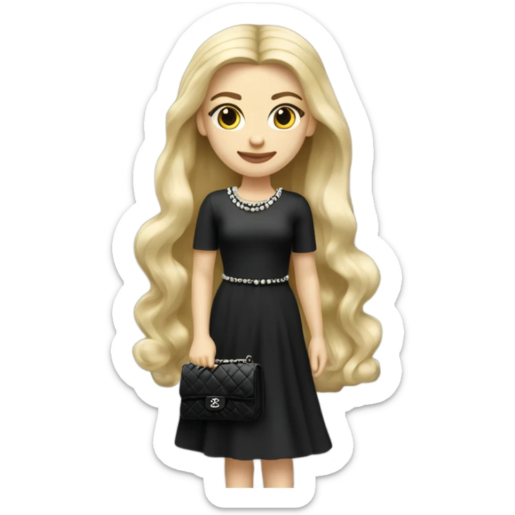 Blonde long hair Slavic Girl with chanel bag and Chanel dress full height  sticker