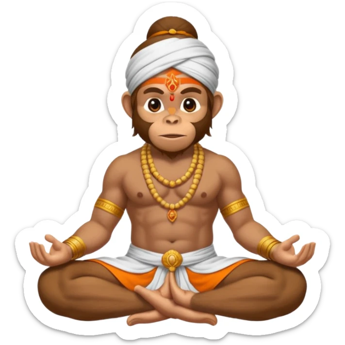Hanuman ji monkey face hunk build body having mukut and dhoti and should be seated in pease to pray Ramji sticker