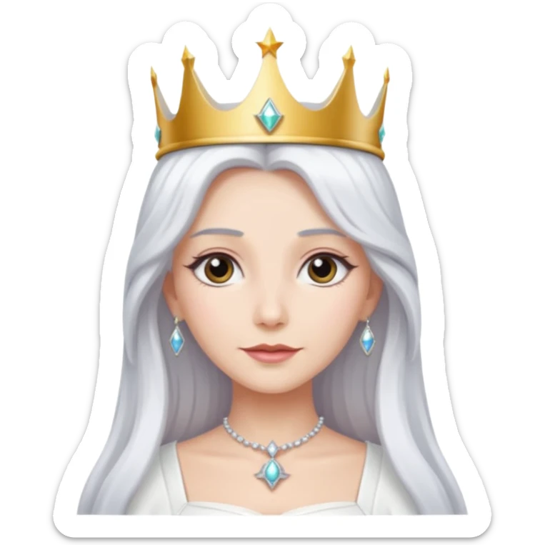 The Good Witch from The Land of Oz with long white hair, white outfit and crown sticker