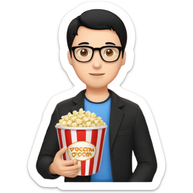 man black hair light skin tone in a movie theater sticker