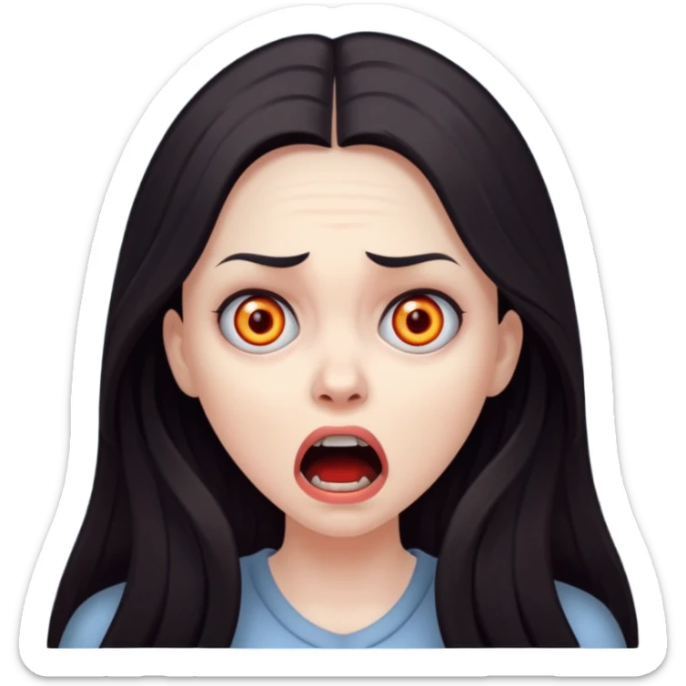 A realistic woman in horror, waist-length portrait sticker