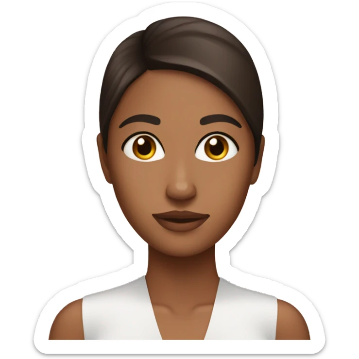 Brunette girl with tan skin wearing skincare mask sticker