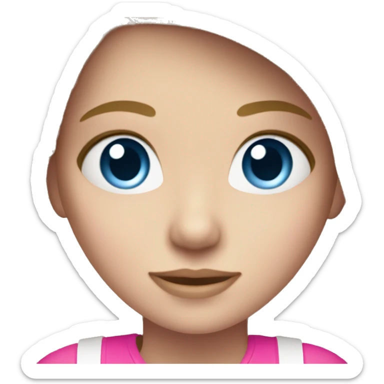 a white dark blond haired girl with blue eyes wearing pink clothes holding an iphone  sticker
