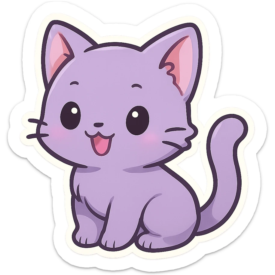 purple cat, adorable and playful sticker