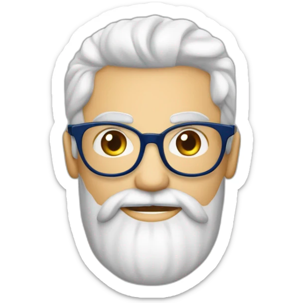 cara de hombre blanco con barba cana y lentes azules redondos, cejas café, sorprendido sticker