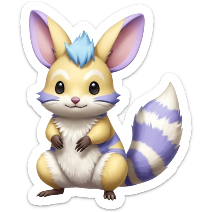 Tropical Exotic Yellow white blue purple Colorful Minccino-Numbat-Pachirisu-Emolga-fusion  sticker