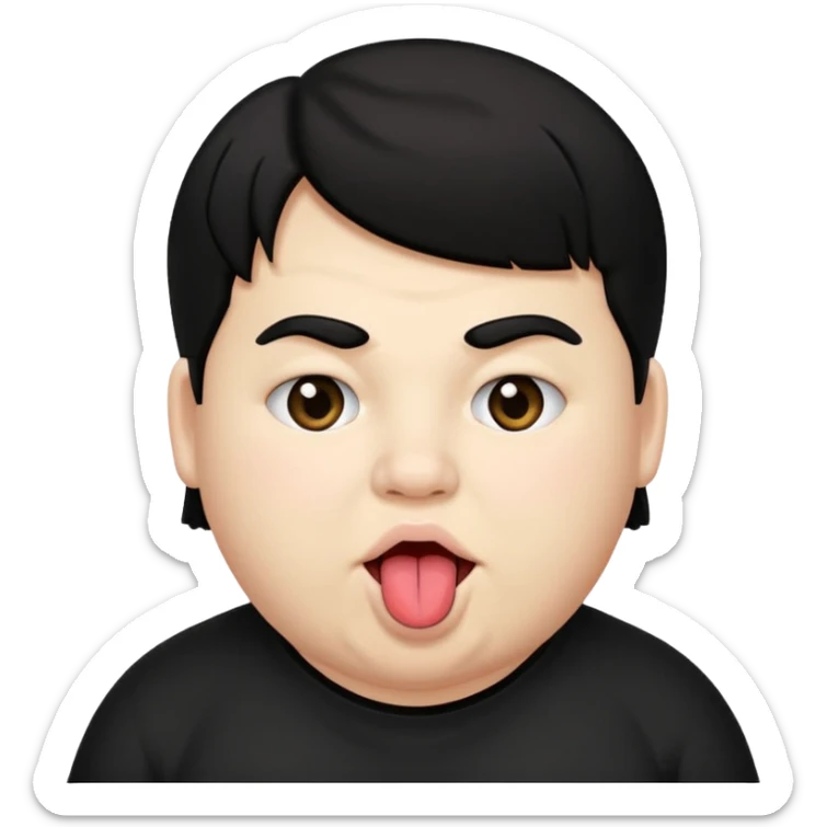 Fat teen from kosovo with flat hair with his tongue out sticker