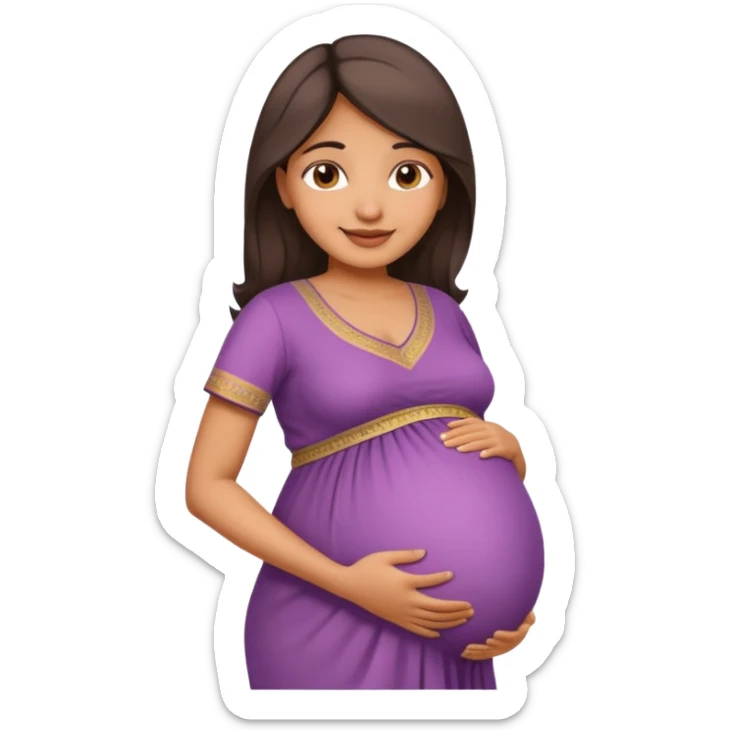 pregnant Indian woman, modern dress, gentle smile sticker