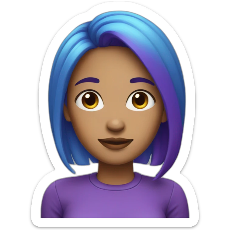 Woman with blue and purple hair on the ends sticker