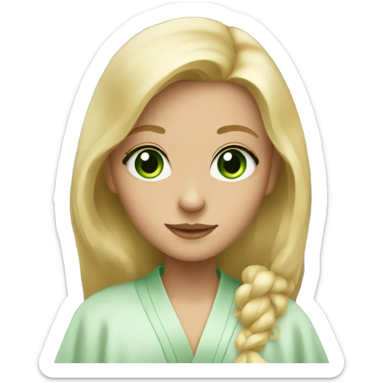 Blonde hair girl with green eyes in robe sticker