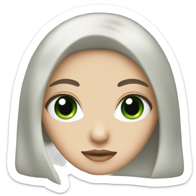 white girl with black hair and green eyes sticker