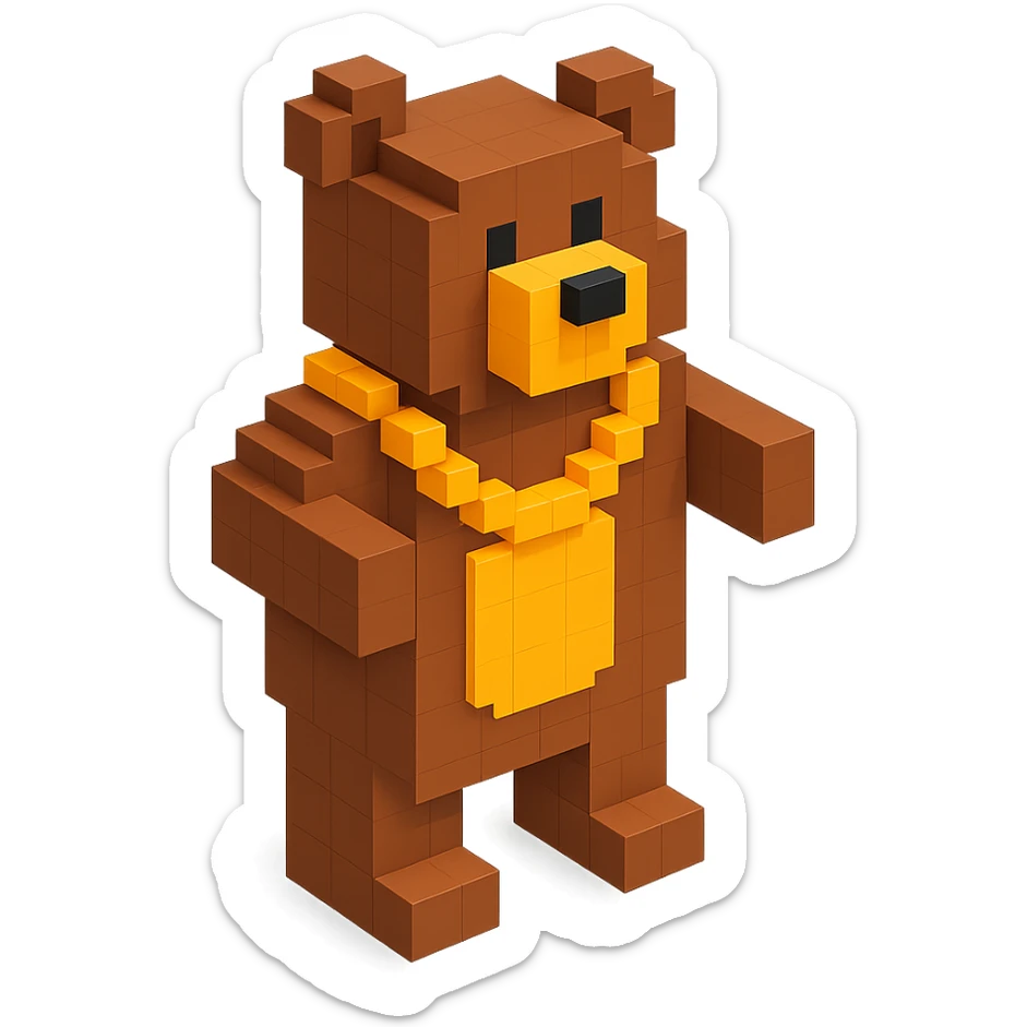 Russian grizzly bear with a rapper chain, standing on hind legs sticker