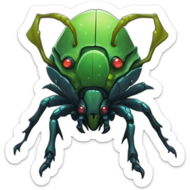 alien beetle monster scifi roguelike rpg style inspired by slay the spire digital art sticker