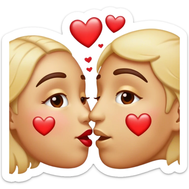 Kissing Emoji with sparkles behind them and hearts in their eyes sticker
