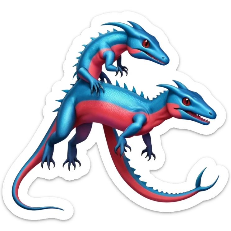 Colorful Iridescent Exotic Salandit-Aurorus-Salazzle-Salamence-Fakémon-hybrid-creature (full body)  sticker