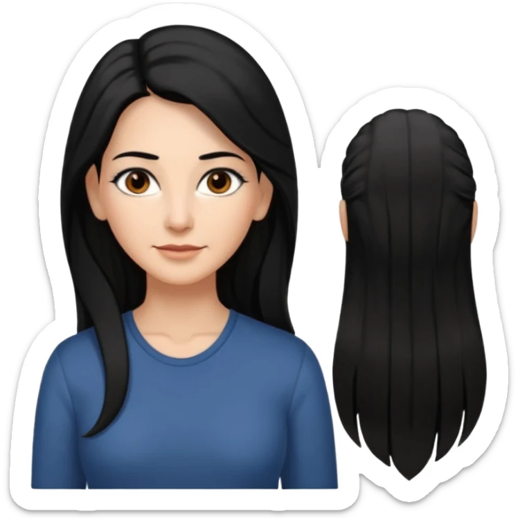 My Sexy wife. black hair, and awesomeness. She has some gray hair. she's super cute. She has brown eyes and is just lovely. Her hair is down her back. No earrings. She is natural beauty. She is 54 with some gray roots. And i love her so much. sticker