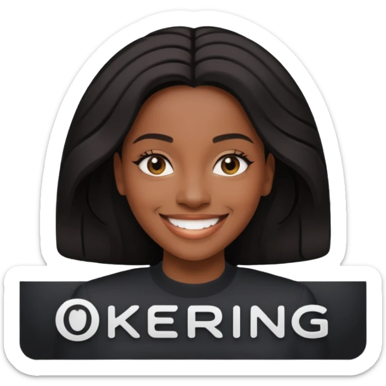 Black company card with black woman photo and « KERING » company name sticker