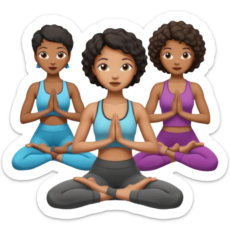 black women doing yoga with short hair wavy cut sticker