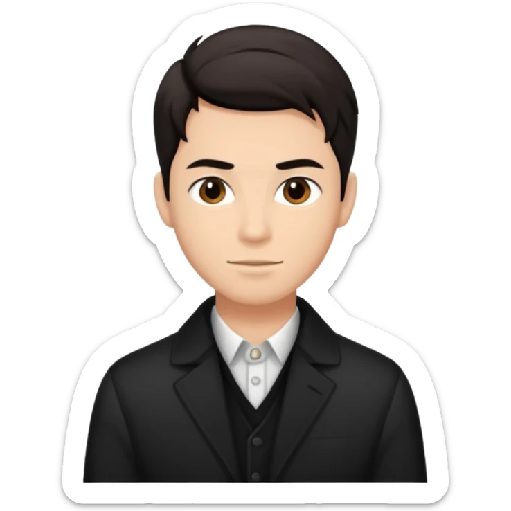 generate a emoji of man saying hii with normal skintone with some nice hair style with black-brown colour hair sticker