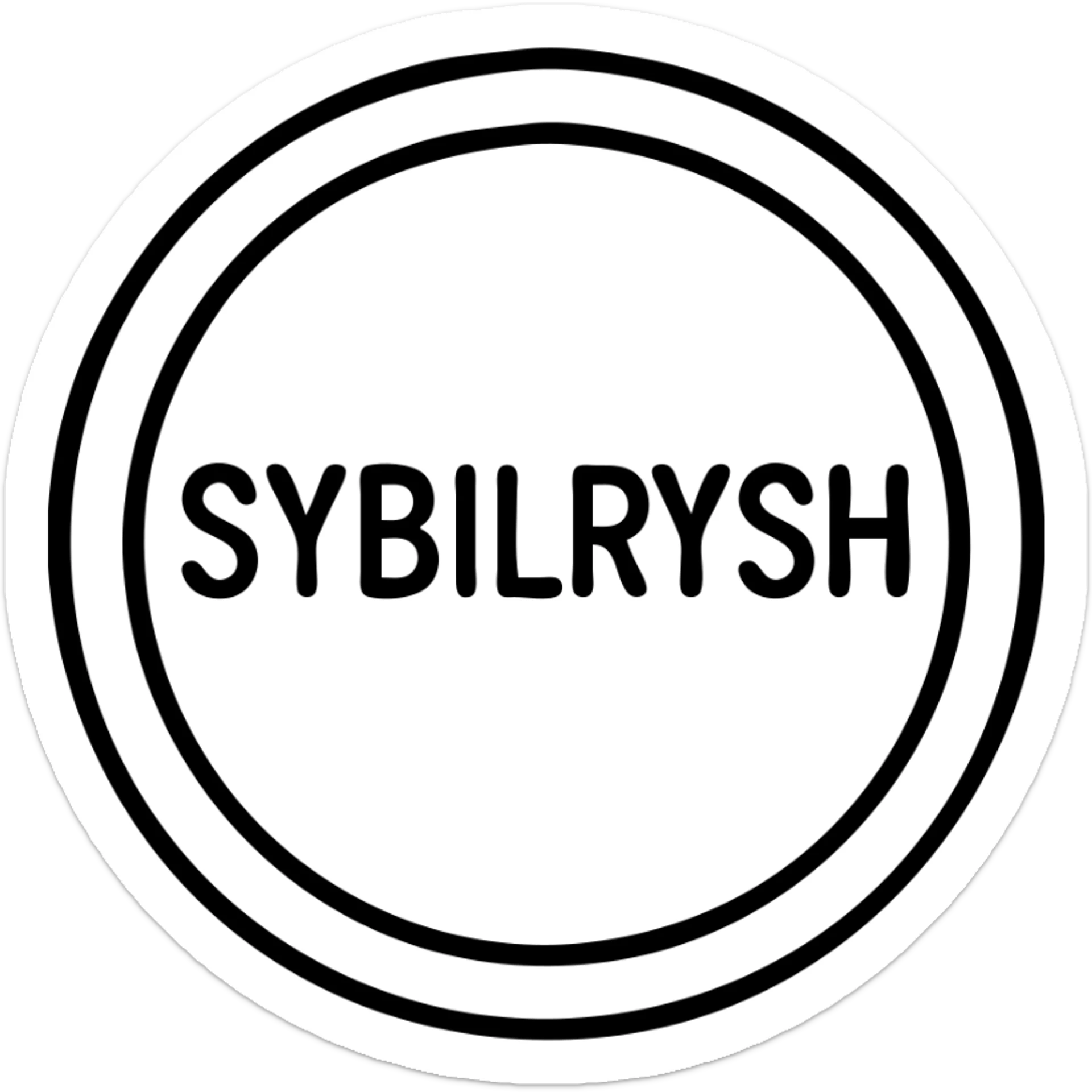 A circular coin with the text "SYBILRYSH" inscribed in the center. The coin has a circular rim and simple coin detailing. sticker