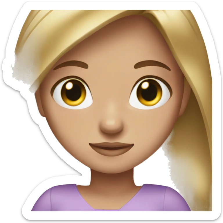 golden brown straight hair green eyes lavender dress sticker