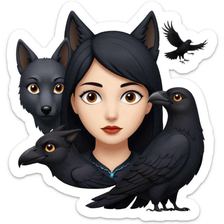Black aly is the wife of cregan stark and looks like Hande Erçel. She had a raven and a wolf around her  sticker