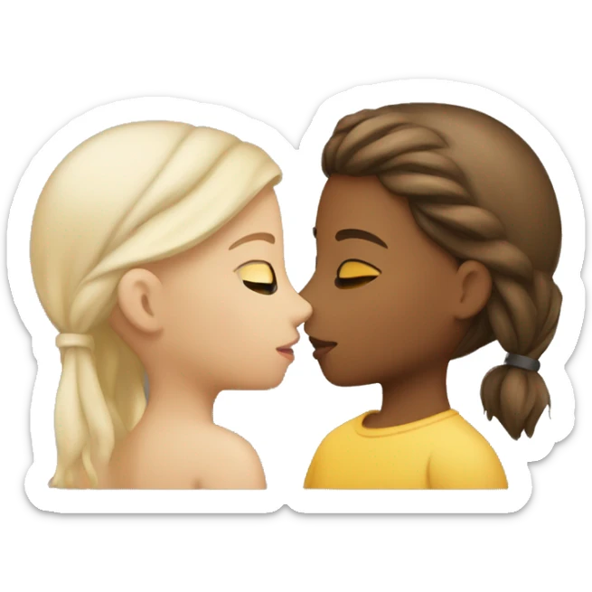 Two girls kissing one white and the other yellowish skin color  sticker