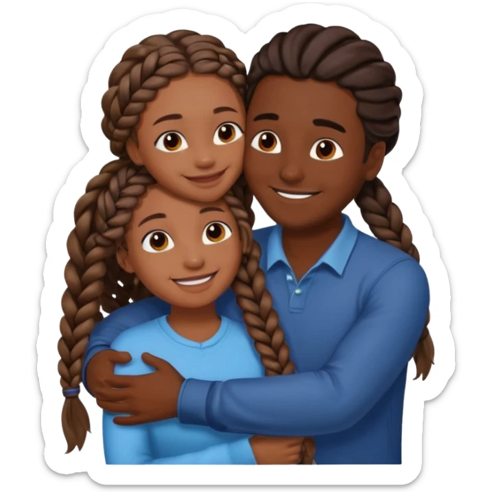 dark skin girlfriend with braids hugs brown skin boyfriend with long hair  sticker