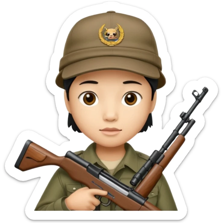tung tung tung sahur met zijn kap aan en een geweer in zijn hand sticker