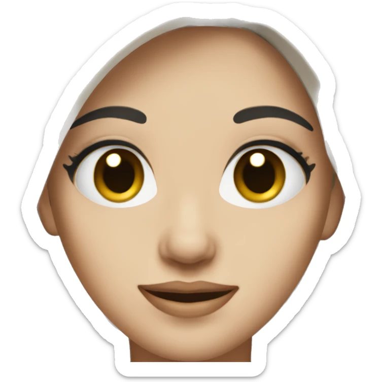 White woman with black hair brown eye looks cute  sticker