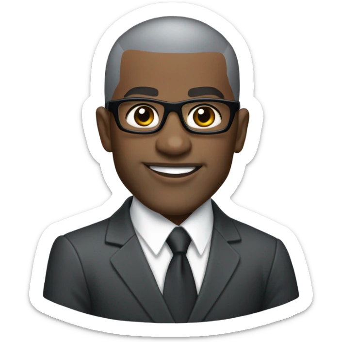 deon sanders with suit and glasses and buzz cut and small eyes and gray gotee sticker