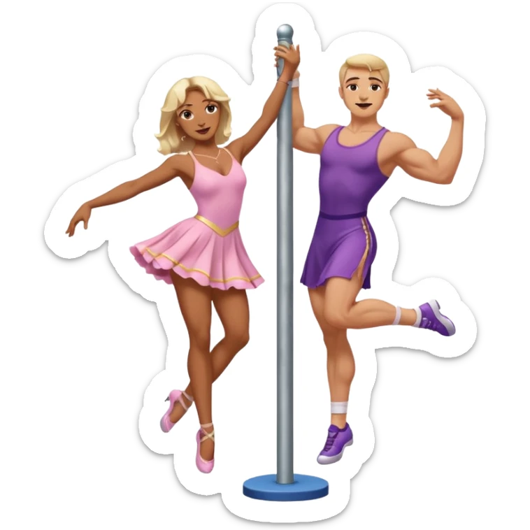 trans person with a female body but a male face dancing on a pole sticker
