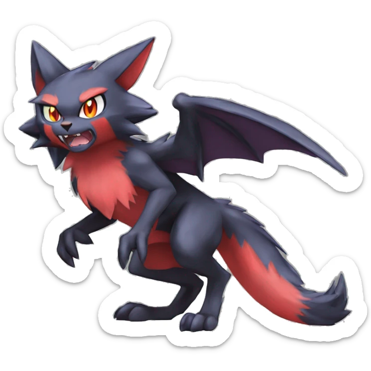  Kawaii Edgy Cool Beautiful Nargacuga-Noivern-Torracat-Litten-Zorua-Zoroark-Fakemon-fusion full body sticker