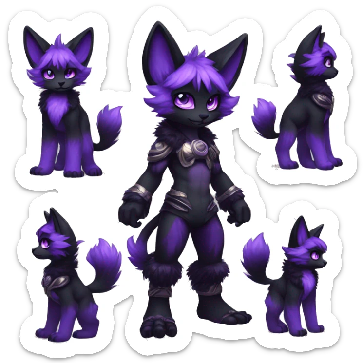 Anthro-Edgy-Cool-Black-Purple-Contrast-Colors-Fantasy-Fur-Sona-Chibi-Shiny-Fakémon-Hybrid full body sticker
