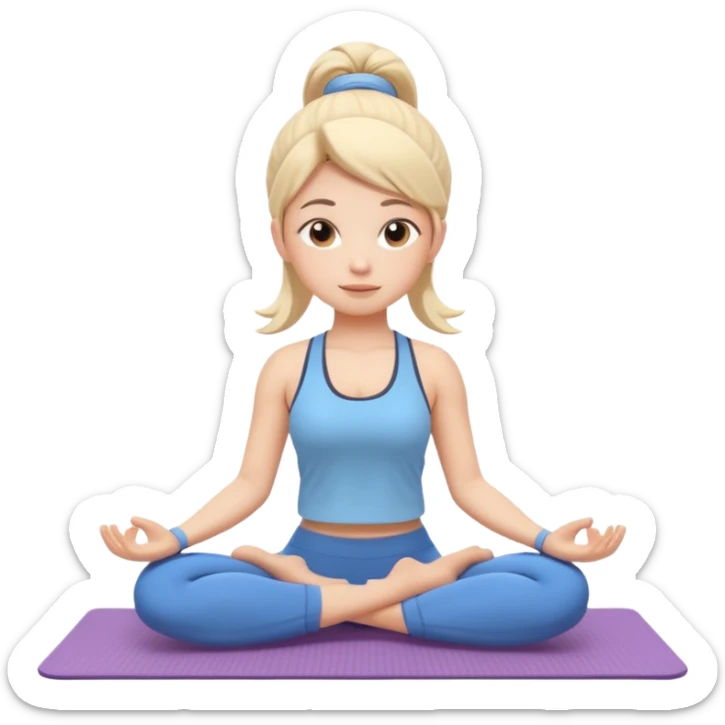 cute yoga coach character, calm expression, yoga mat, simple sporty outfit, 3D cartoon, mobile game icon style, clean background, no text, no watermark
 sticker