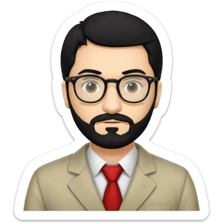 Professor in the la casa de papel TV show, with black hair and beard sticker