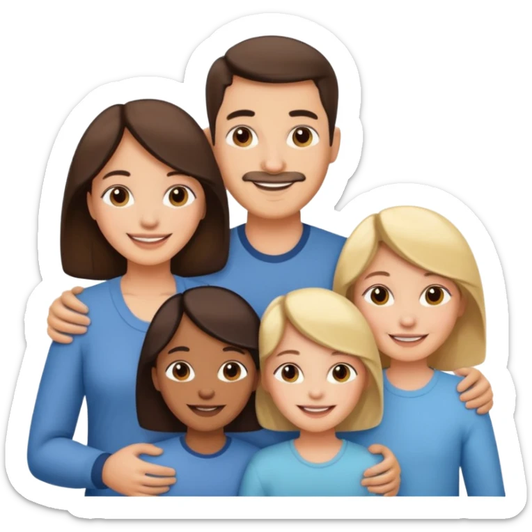 Happy family of 5: mom, dad, two sisters and brother sticker