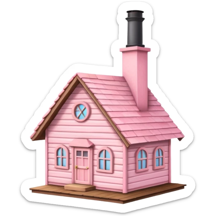 Pink pastel cabin with on the roof sticker