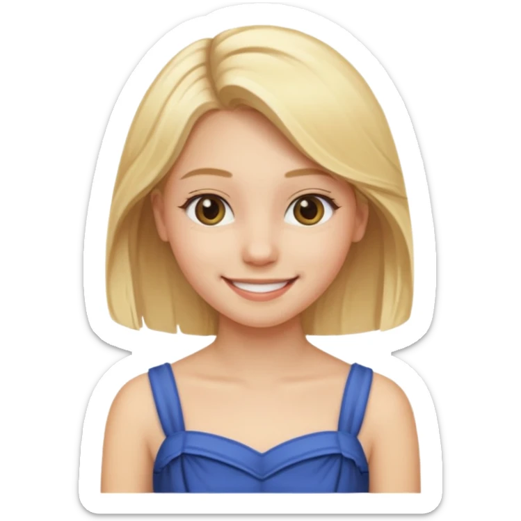 emoji of an 18-year-old young woman with blonde hair smiling sticker