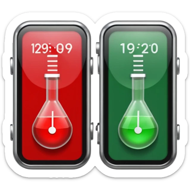velocimeter with the color red in the right and the color green in the left sticker