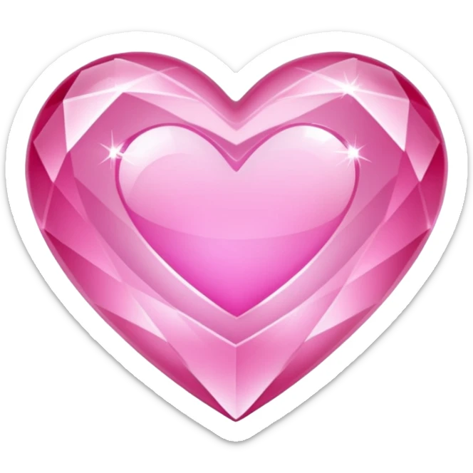 Pink heart shaped crystal with a $ carved in the center of the crystal. sticker