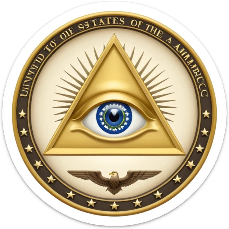 Great seal of the United States of America, the eye into triangle, illuminati symbol sticker