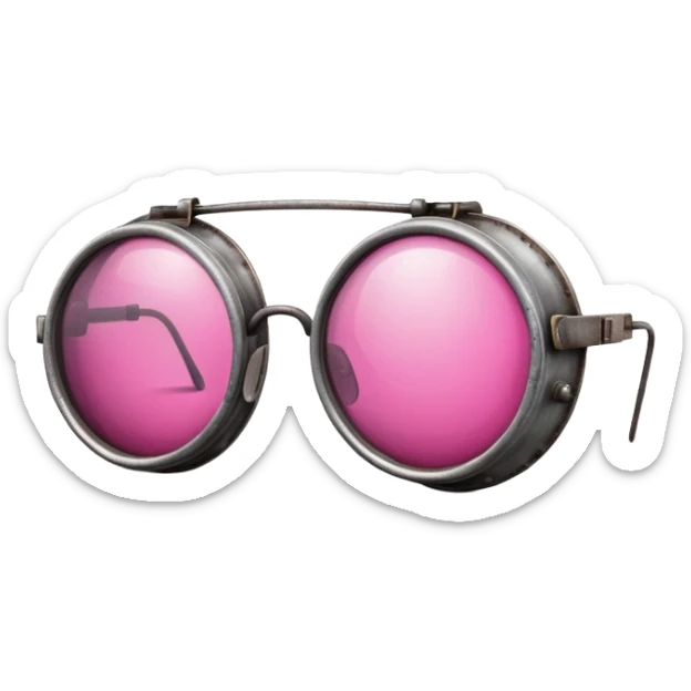 retro style welding glasses with pink lenses, vintage safety eyewear sticker